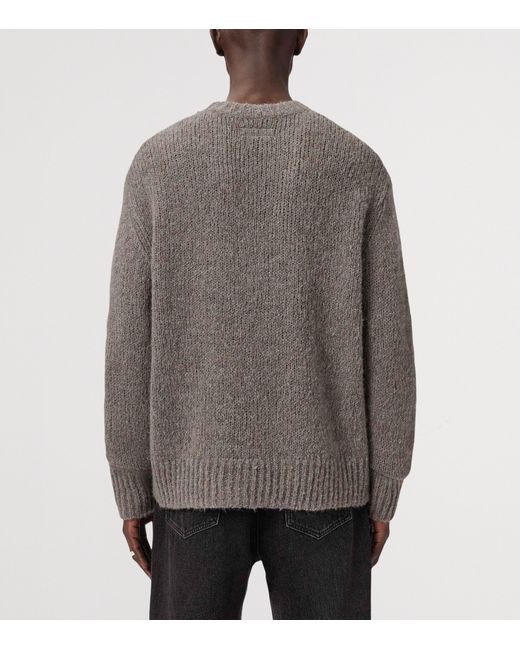AllSaints Gray Wool-Alpaca-Blend Saku Sweater for men