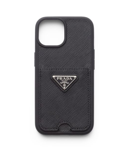 Prada Black Saffiano Leather Iphone 15 Case