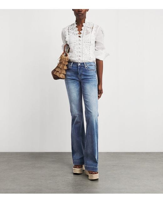 7 For All Mankind Blue Dojo Slim Illusion Flared Jeans