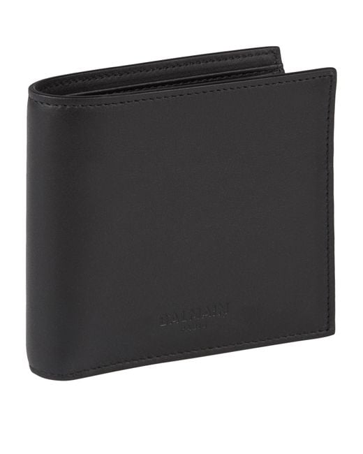 Balmain Black Leather Bifold Wallet for men