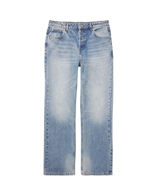 Cole Buxton Blue Distressed Straight Jeans for men