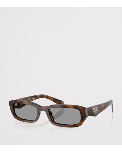 Prada Brown Tortoiseshell Rectangle Sunglasses