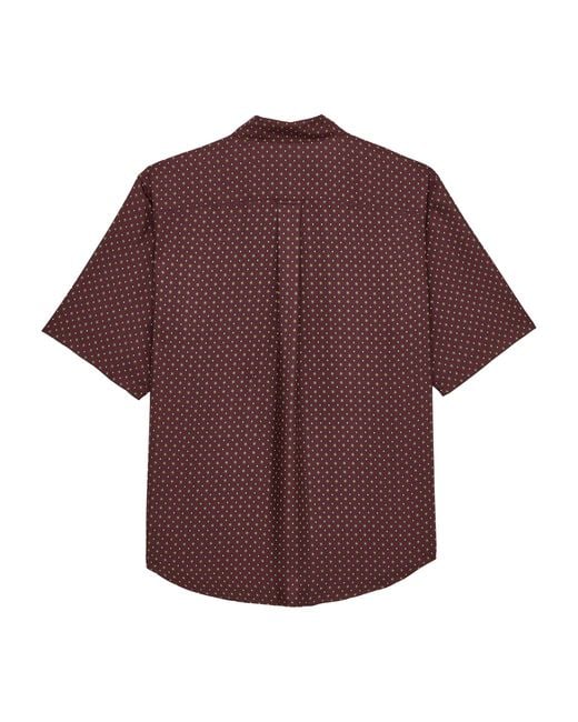 Saint Laurent Purple Silk Hexagonal-Pattern Shirt for men