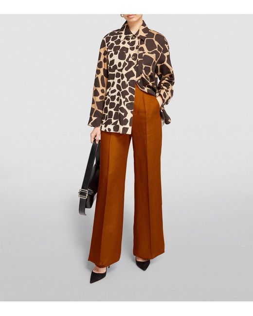 Max Mara Brown Linen Tailored Trousers