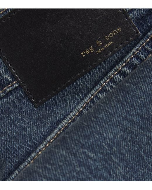 Rag & Bone Blue Harlow Mid-Rise Straight Jeans