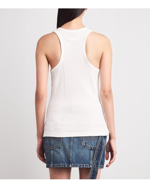 Jean Paul Gaultier White Cotton Buckle-Detail Tank Top