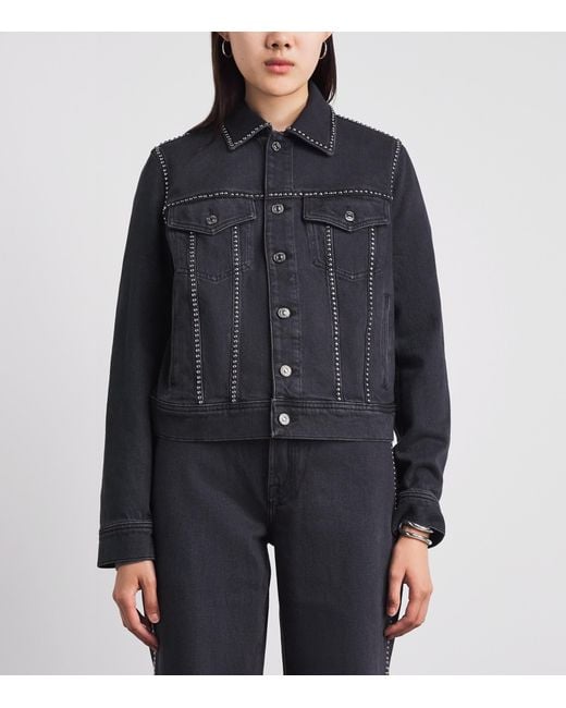 7 For All Mankind Blue Studded Denim Jacket