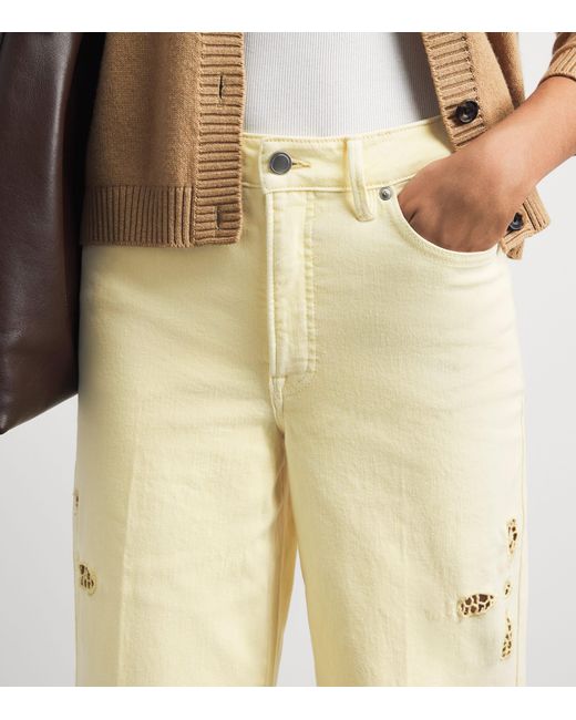 GOOD AMERICAN Natural Embroidered Good Waist Palazzo Jeans