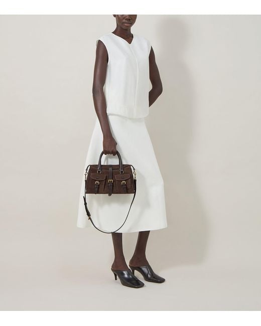 Mulberry Brown Small Suede Roxanne Top-Handle Bag
