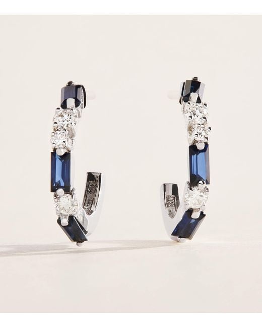 Suzanne Kalan Natural Diamond And Sapphire Thin Mix Hoop Earrings