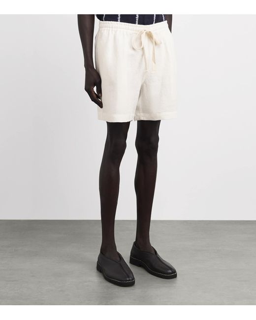 Commas White Linen Drawstring Shorts for men