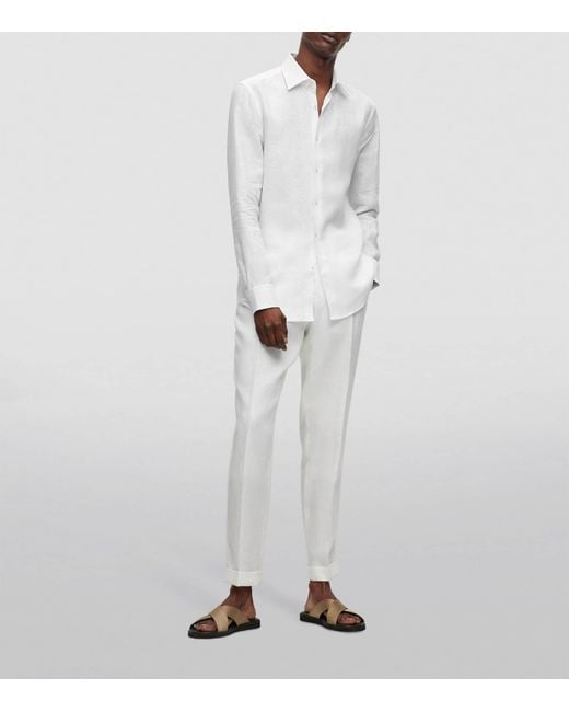 Boss White Linen Shirt for men