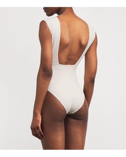Eres White Deep-V Glamorous Swimsuit