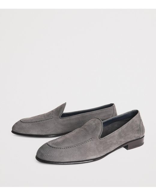 Brioni Gray Nubuck Leather Appia Loafers