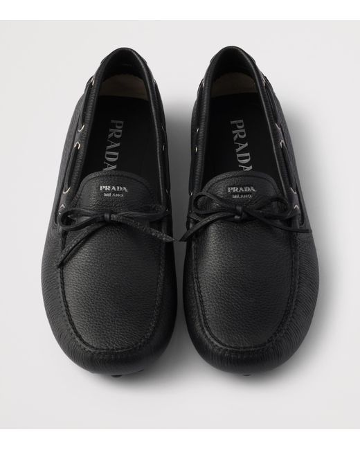 Prada Black Leather Driving Shoe