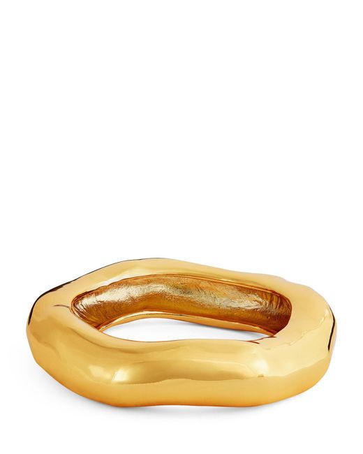 Alexis Natural Gold-plated Wide Molten Bangle (small)