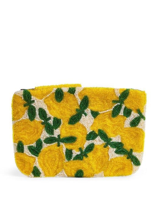 The Jacksons Yellow Beaded Lemon Clutch Bag