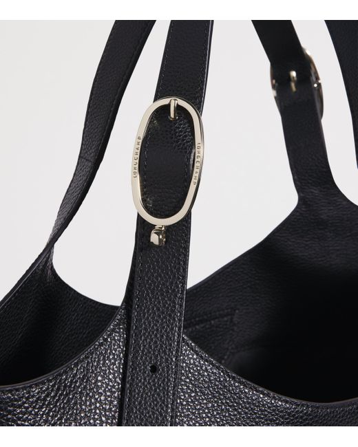 Longchamp Black Extra Large Leather Le Foulonné Top-Handle Bag