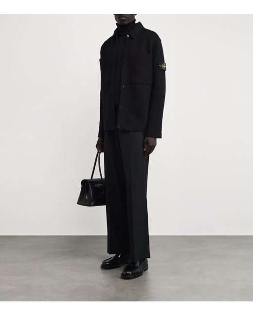 Stone Island Black Virgin Wool Felt Overshirt for men