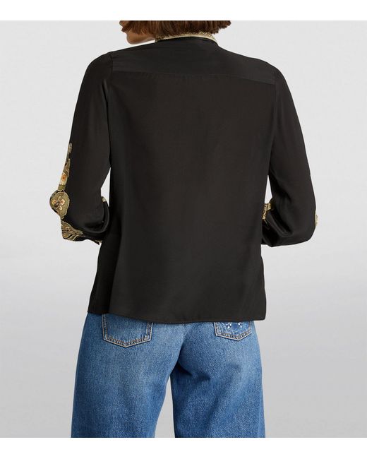Etro Black Silk Printed Shirt