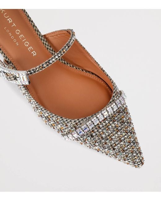 Kurt Geiger White Embellished Strass Flat Mules