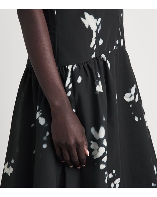 Theory Black Satin V-Neck Midi Dress