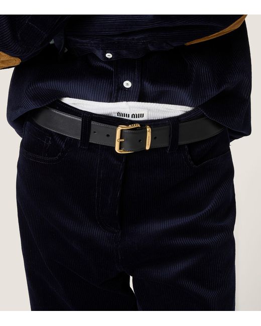 Miu Miu Blue Corduroy Wide-Leg Trousers