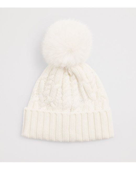 Moncler White Virgin Wool-Cashmere Pom-Pom Beanie