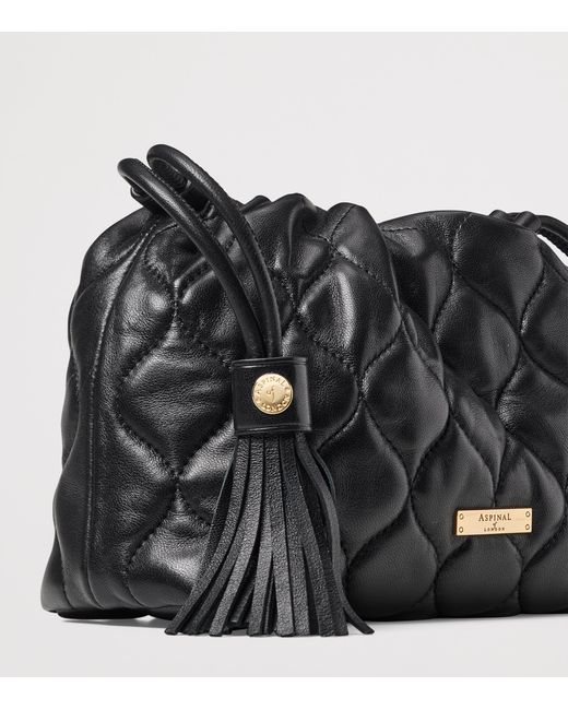 Aspinal Black Velvet Freida Top-Handle Bag