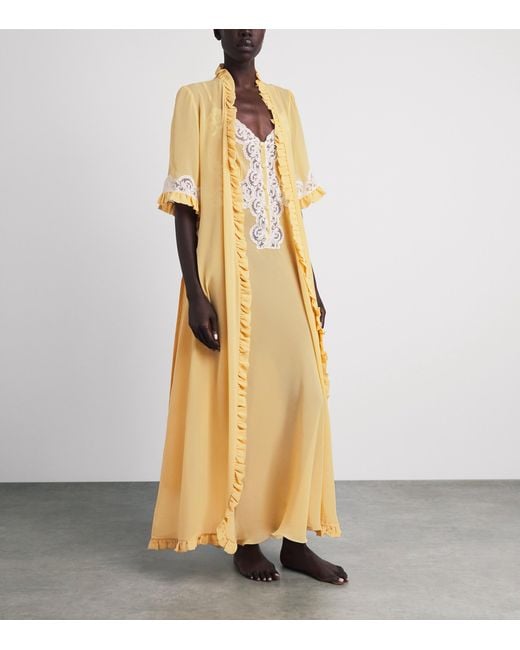 Loretta Caponi Metallic Silk Short-Sleeve Germana Robe