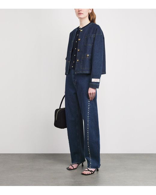 Sandro Blue Crest-Button Denim Jacket