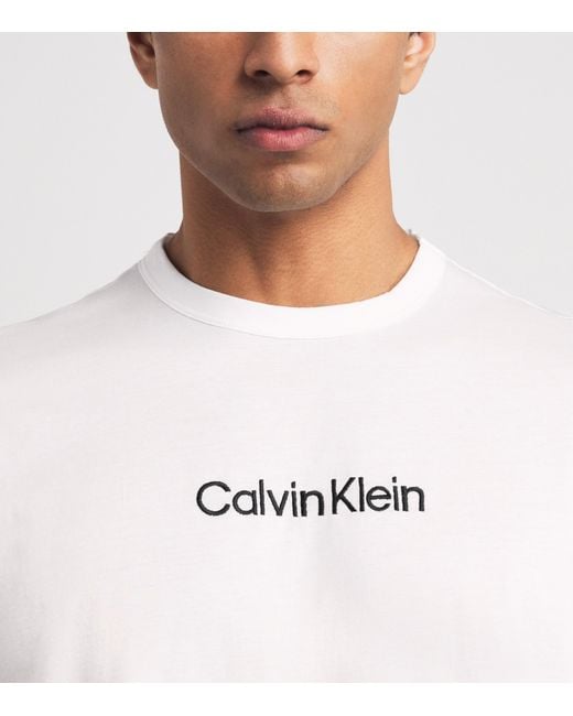 Calvin Klein White Cotton T-Shirt And Shorts Pyjama Set for men