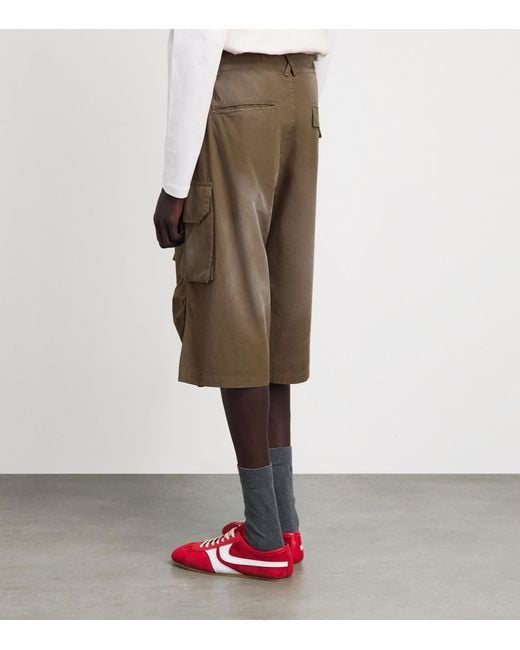 424 Green Cotton Cargo Bermuda Shorts for men