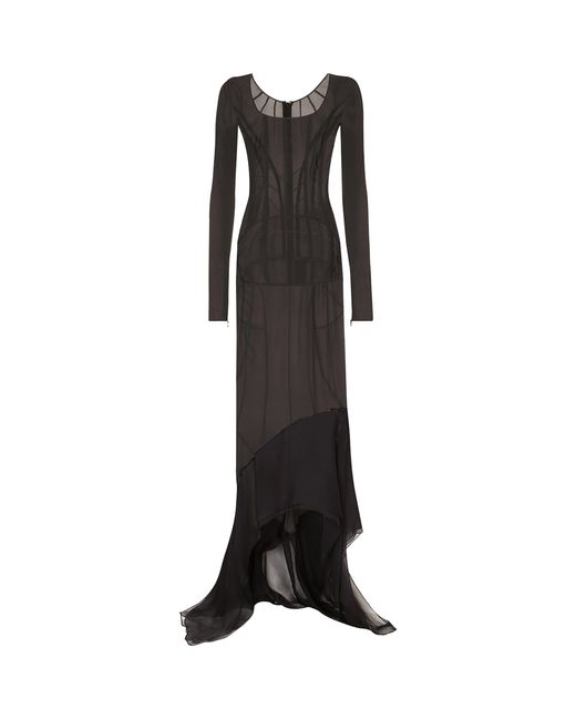 Dolce & Gabbana Black Kim Silk Semi-Sheer Maxi Dress