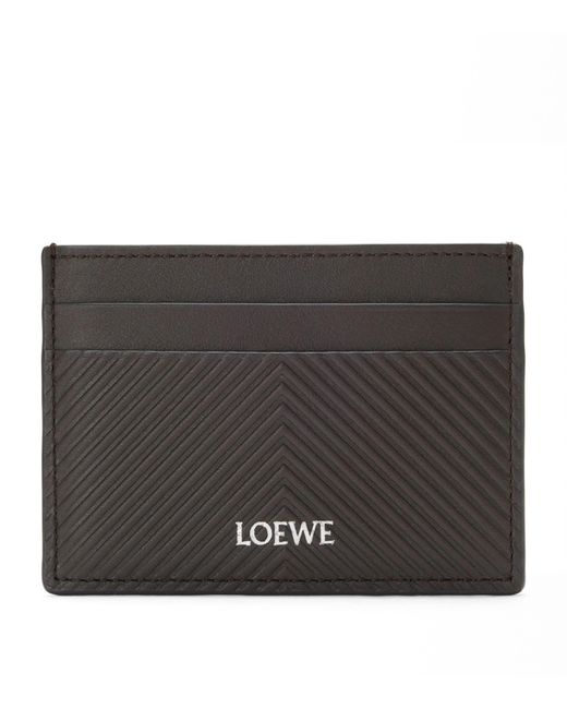 Loewe Black Leather Chevron Card Holder for men