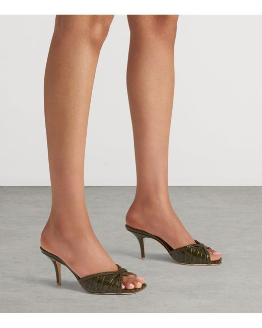 Malone Souliers Brown Croc-Embossed Leather Perla Mules 70