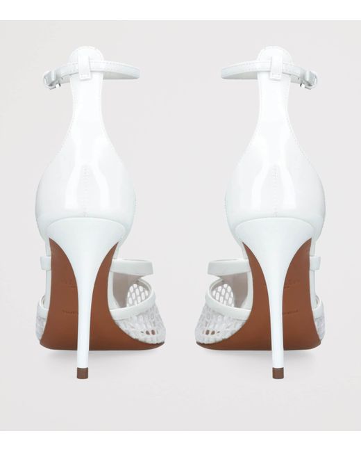 Alaïa White Fishnet Ankle-Strap Pumps 90