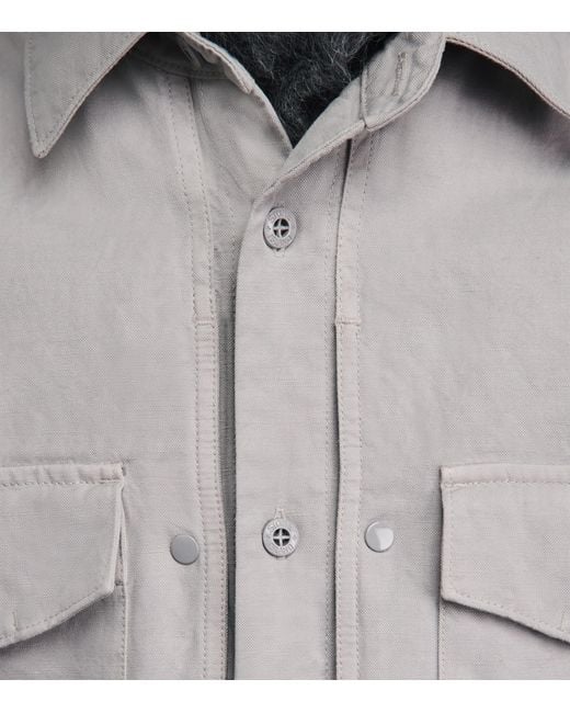 Stone Island Gray Canvas Ghost Overshirt for men