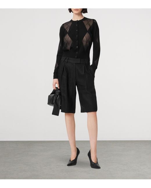AllSaints Black Wool-Blend Argyle Bern Cardigan