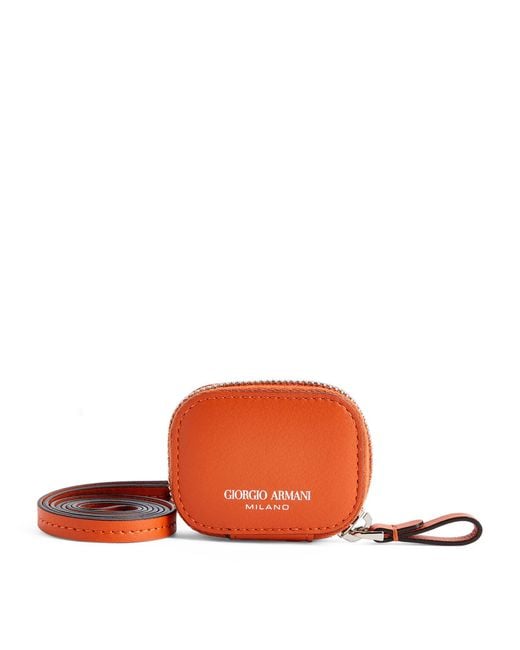 Giorgio Armani Orange Leather Airpods Case for men