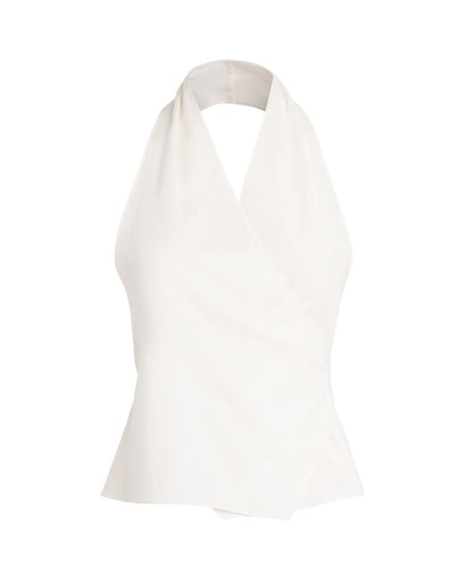 St. Agni White Organic Cotton Oxford Wrap Top