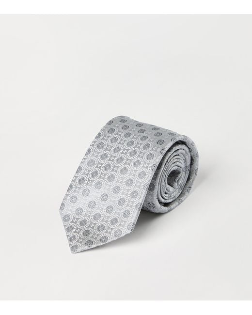Brunello Cucinelli White Silk Jacquard Tie for men