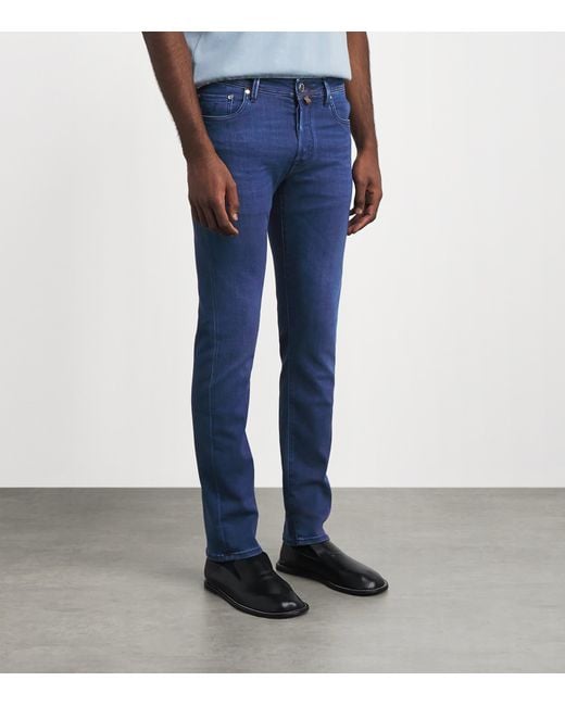 Jacob Cohen Blue Limited Edition Crocodile Skin-Patch Bard Slim Jeans for men