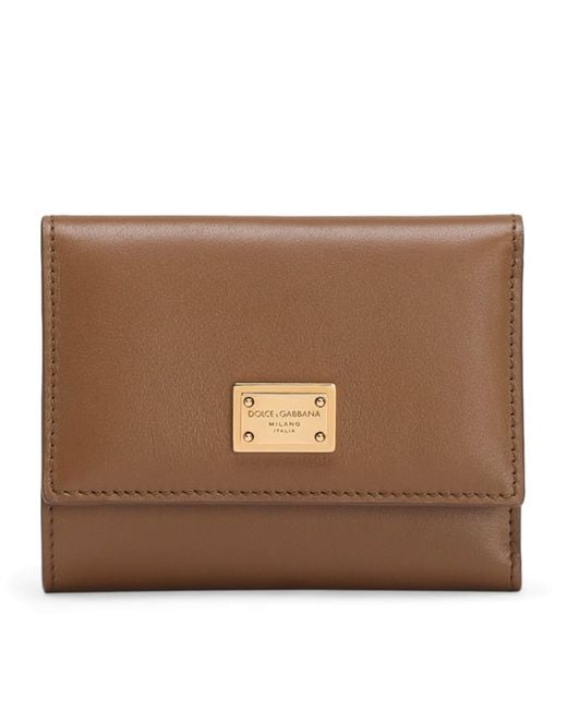 Dolce & Gabbana Brown Grained Calfskin French Flap Wallet