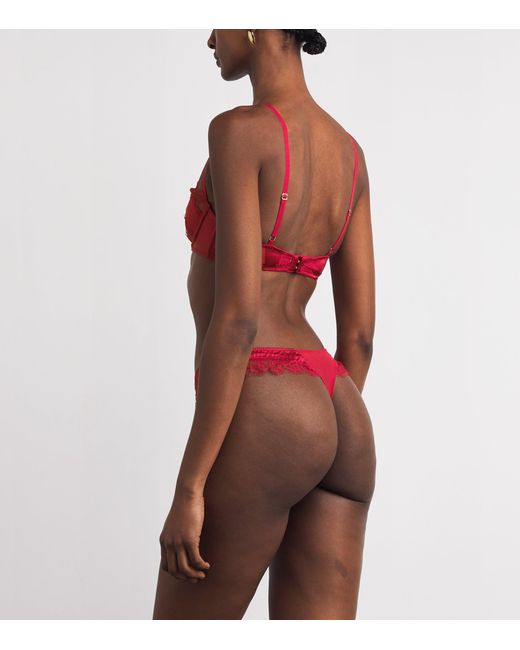 Kiki de Montparnasse Red Stretch-Silk Lace Thong