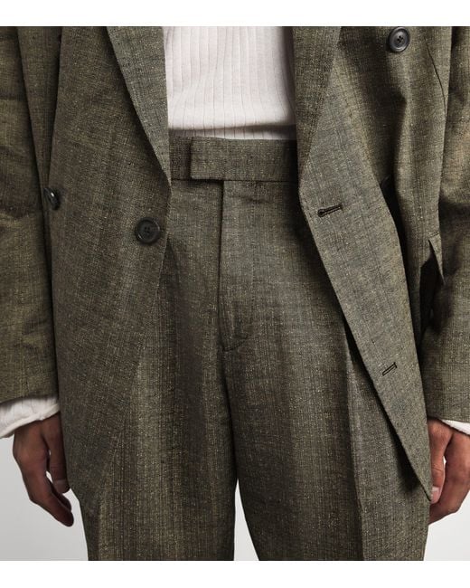 Our Legacy Gray Linen-Silk-Cotton Slack Straight Trousers for men