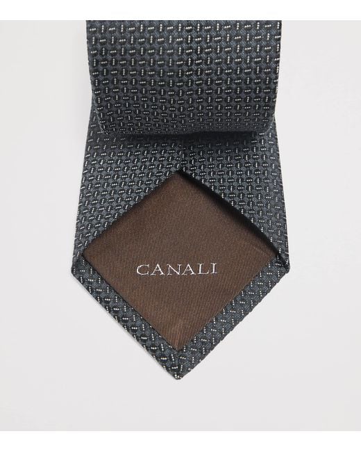 Canali White Silk-Wool Jacquard Tie for men