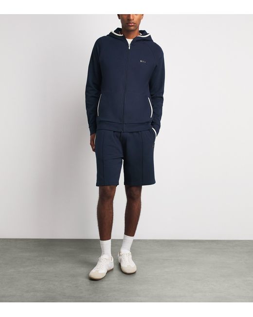 Boss Blue Contrast-Trim Sense Zip-Up Hoodie for men