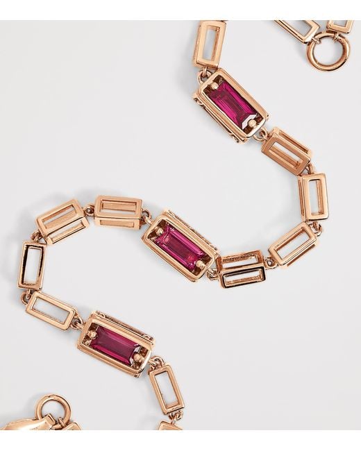 Suzanne Kalan Metallic And Ruby Large Block Chain Bracelet