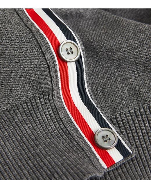 Thom Browne Gray Cotton 4-Bar Stripe Cardigan for men